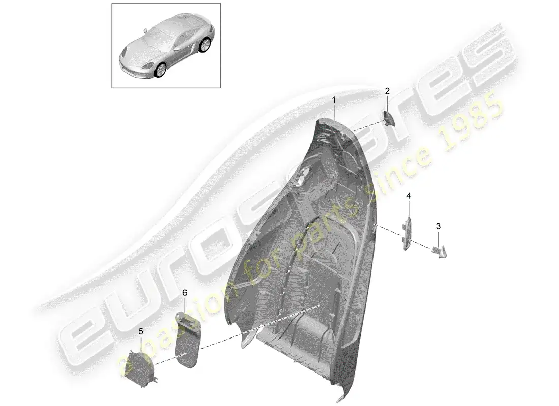 porsche 2018 (718 cayman) backrest shell parts diagram