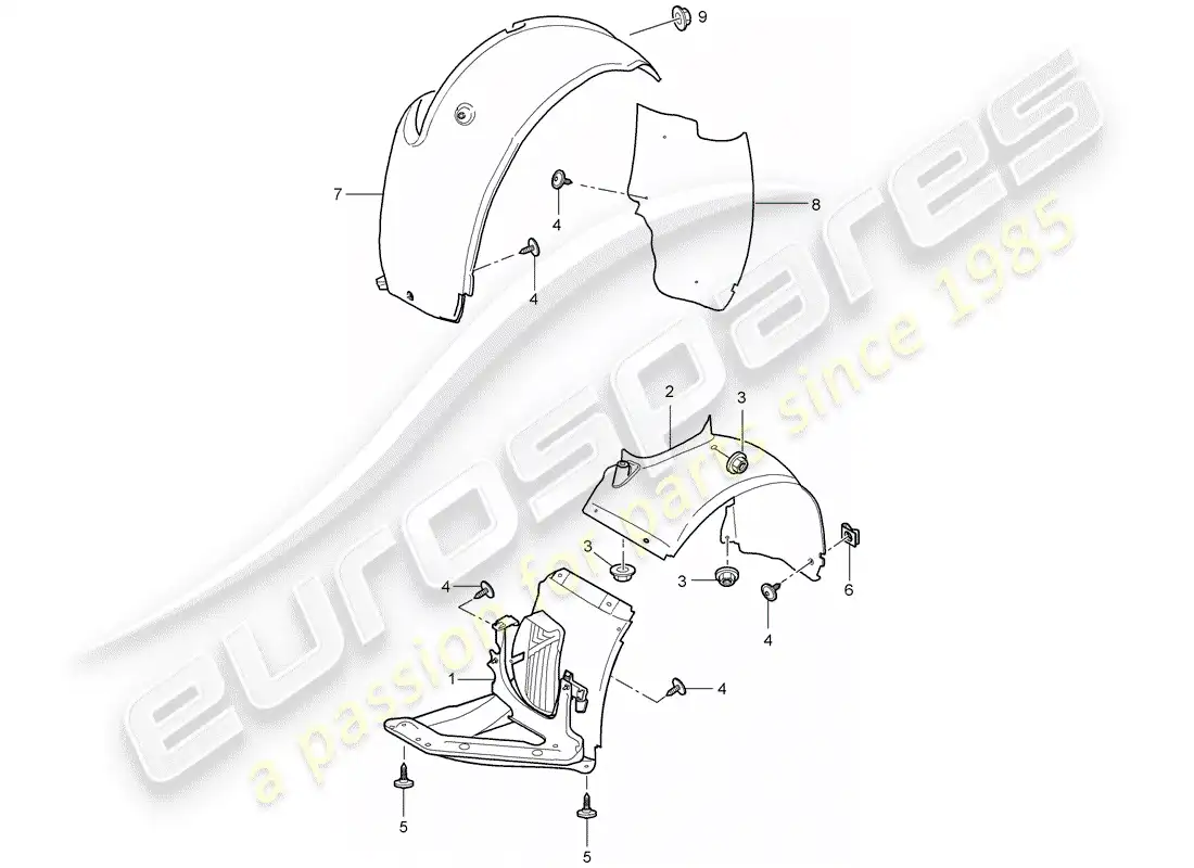 porsche 2009 997-2 turbo / gt2 trims parts diagram