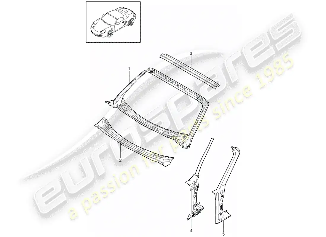 porsche 2011 (987 boxster) cowl parts diagram