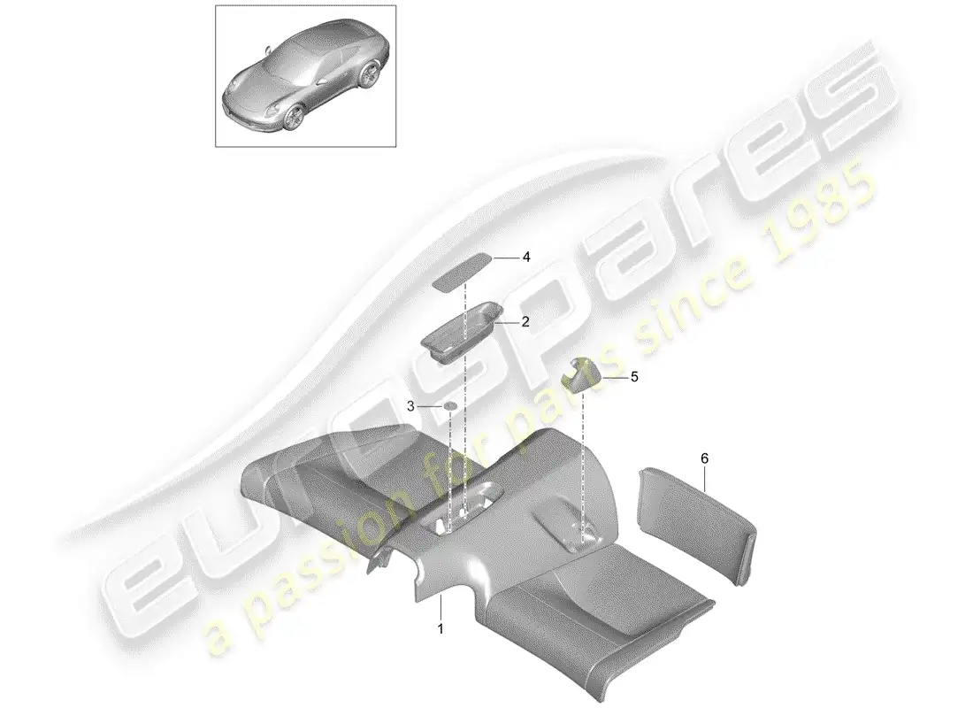 porsche 2013 (991-1) back seat cushion parts diagram