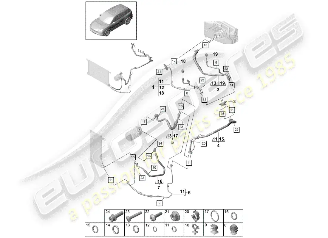 porsche 2020 (cayenne e3 9ya/9yb) air conditioner part diagram