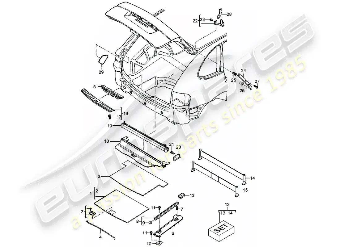 porsche 2009 (cayenne e1 9pa) trims part diagram