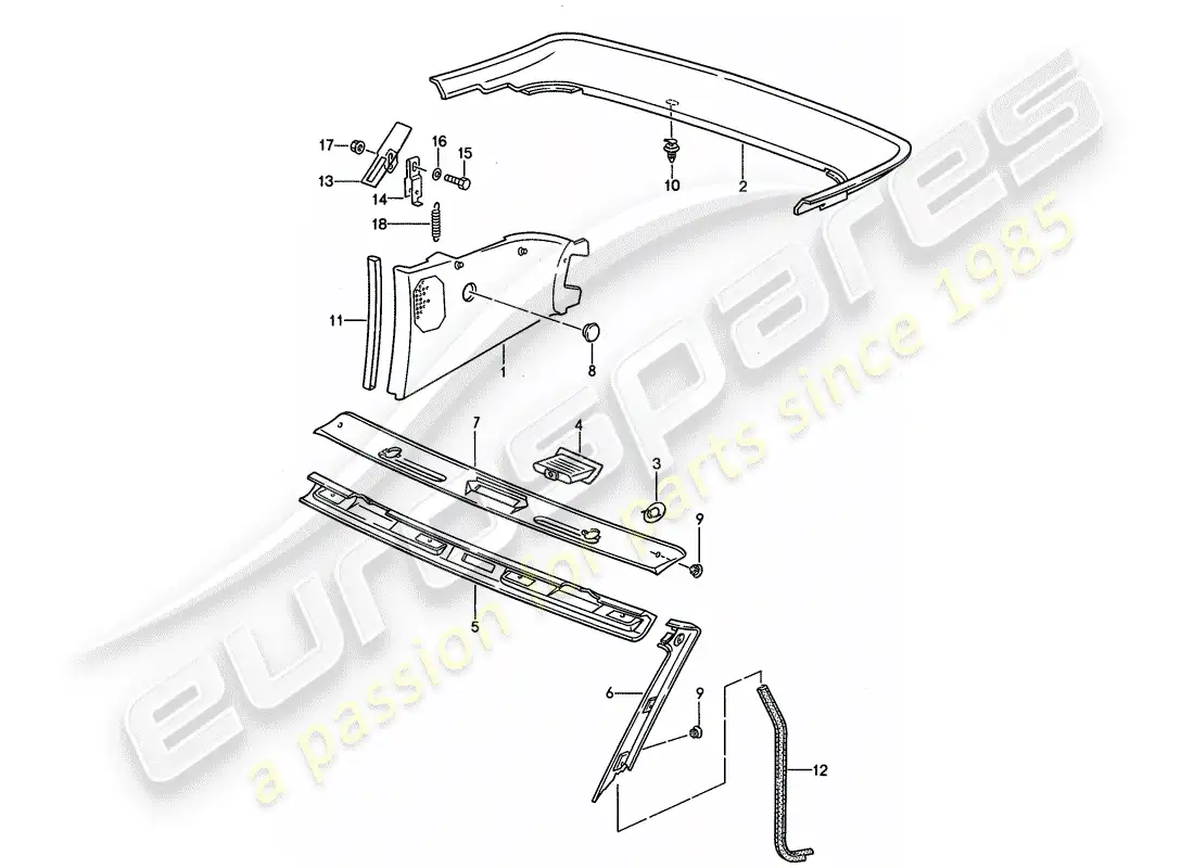 porsche 1991 (944) trims parts diagram