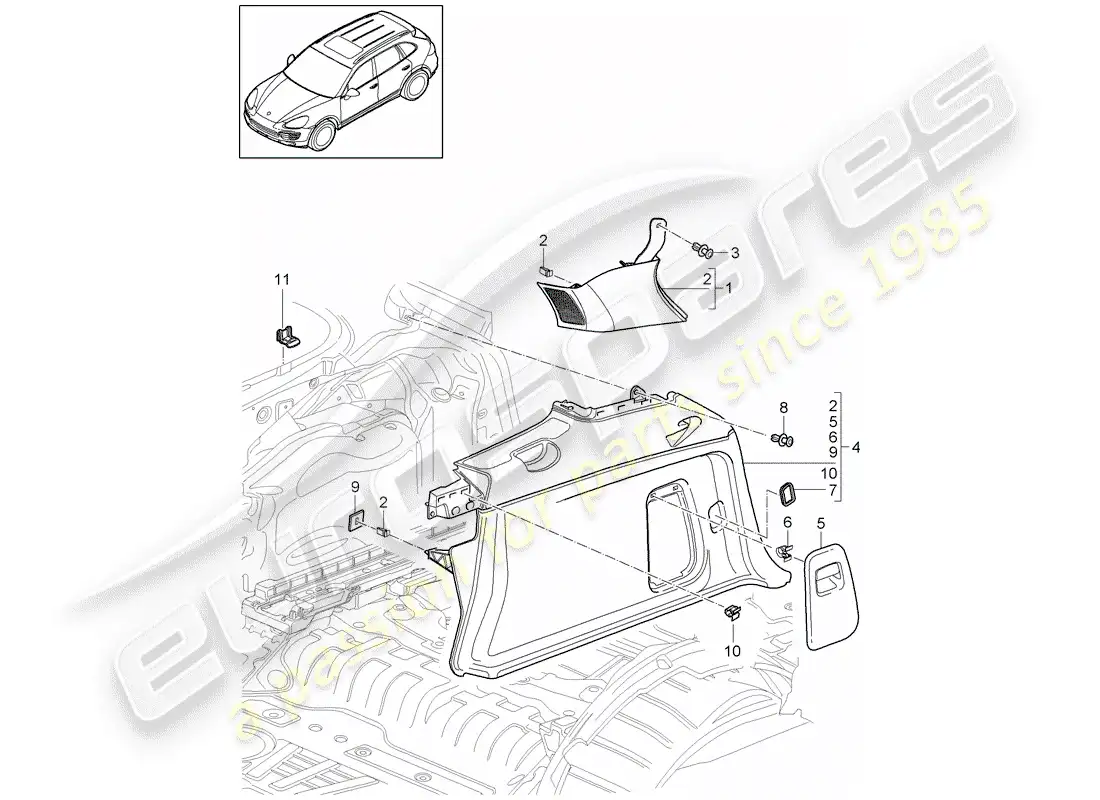 porsche 2012 (cayenne e2 92a) lining parts diagram