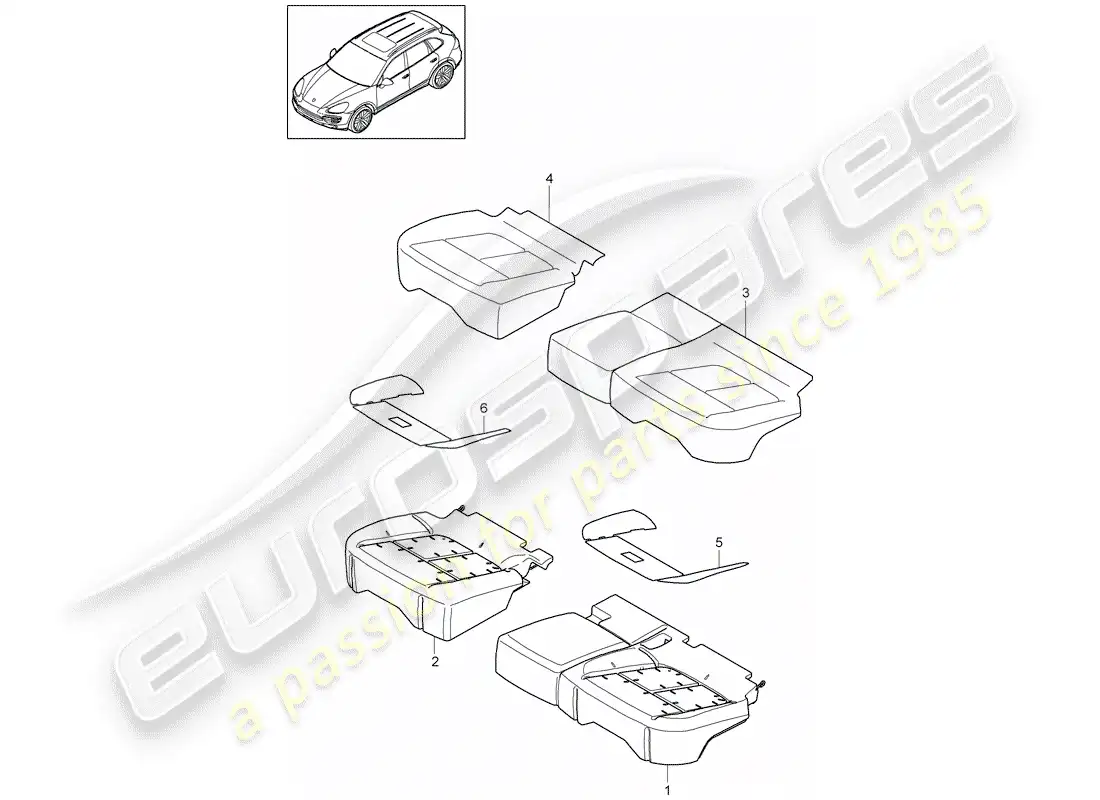 porsche 2016 (cayenne e2 92a) seat cushion parts diagram