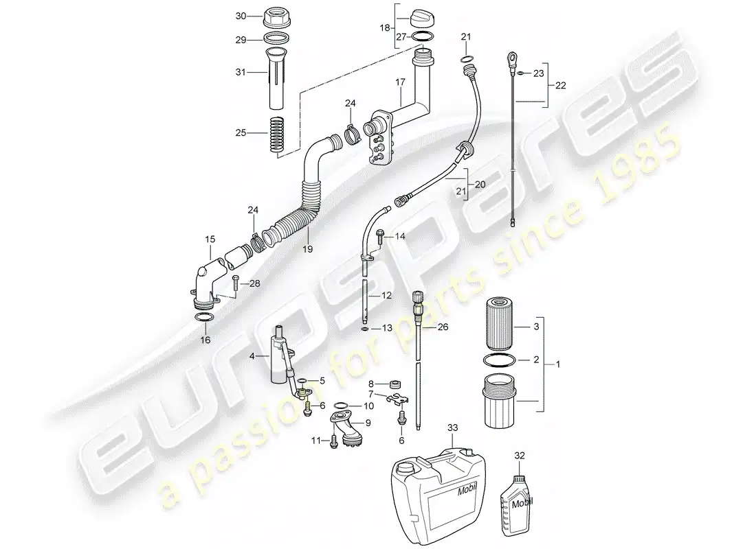 porsche 2001 (986 boxster) engine (oil press./lubrica.) parts diagram