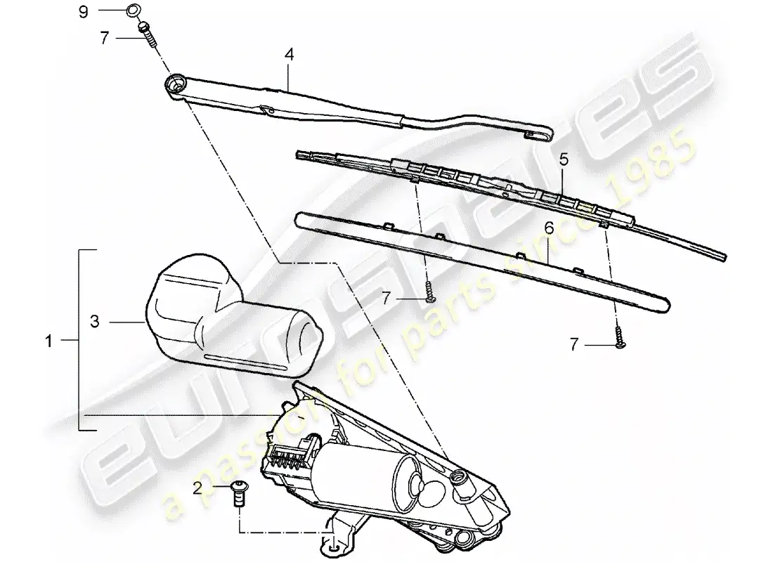 porsche 2006 (carrera gt) windscreen wiper system parts diagram
