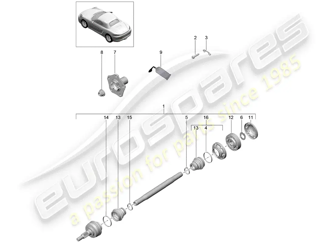 porsche 2019 (718 boxster) drive shaft parts diagram