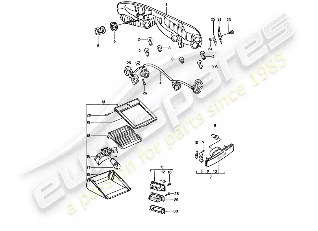 porsche 1993 (928) rear light parts diagram