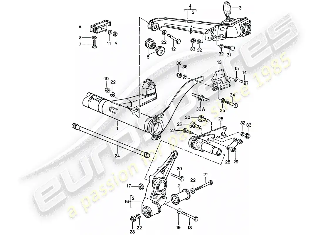 porsche 1983 (944) rear axle carrier - trailing arm parts diagram