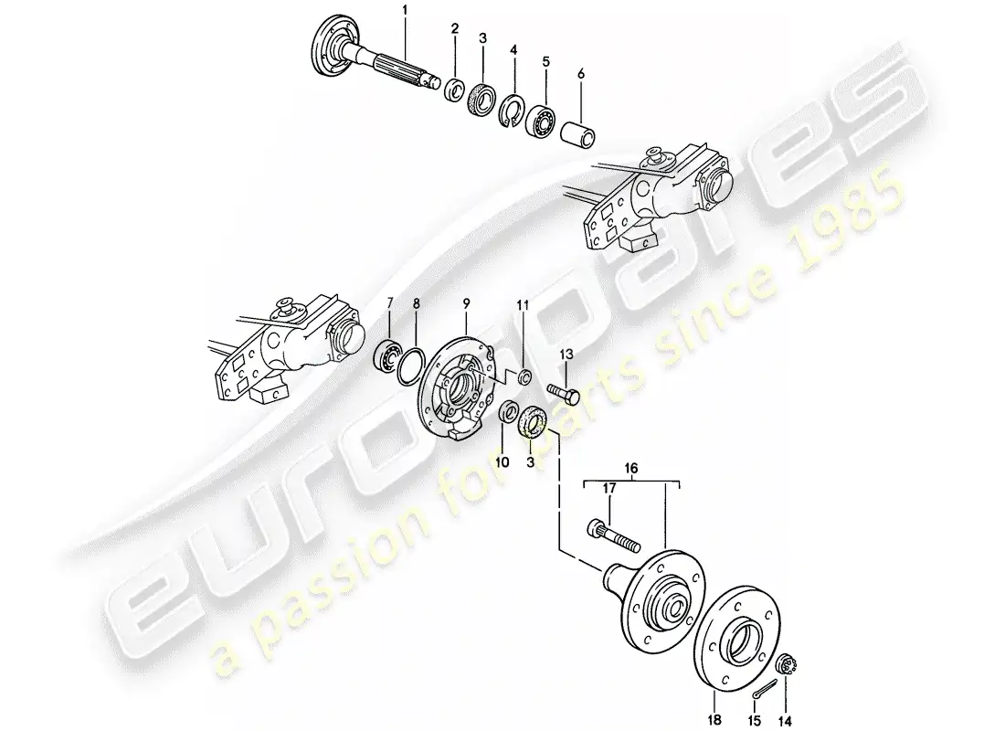 porsche 1983 (944) rear wheel shaft - lubricants parts diagram
