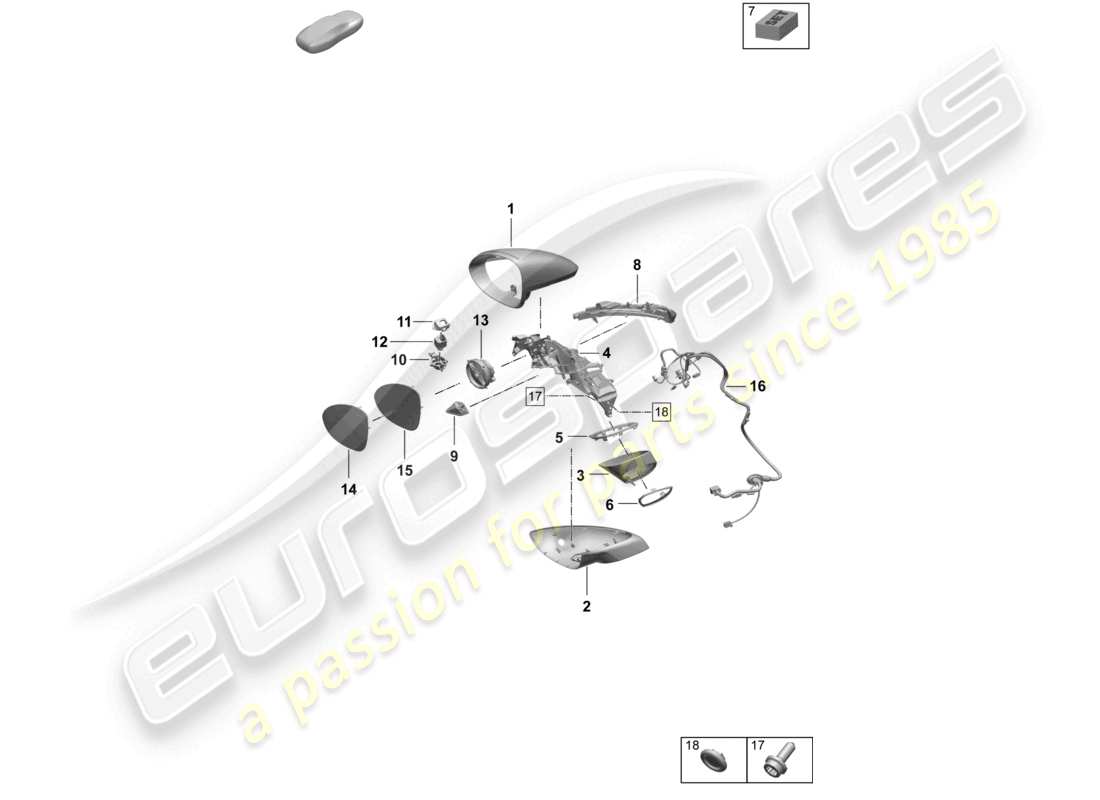 porsche 2025 (macan-e) exterior mirror accessories parts diagram