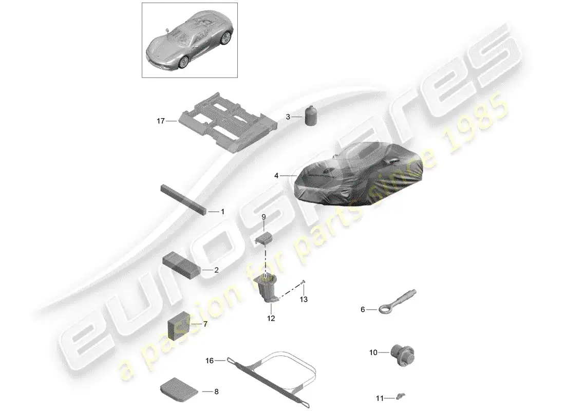 porsche 2015 (918 spyder) tool parts diagram