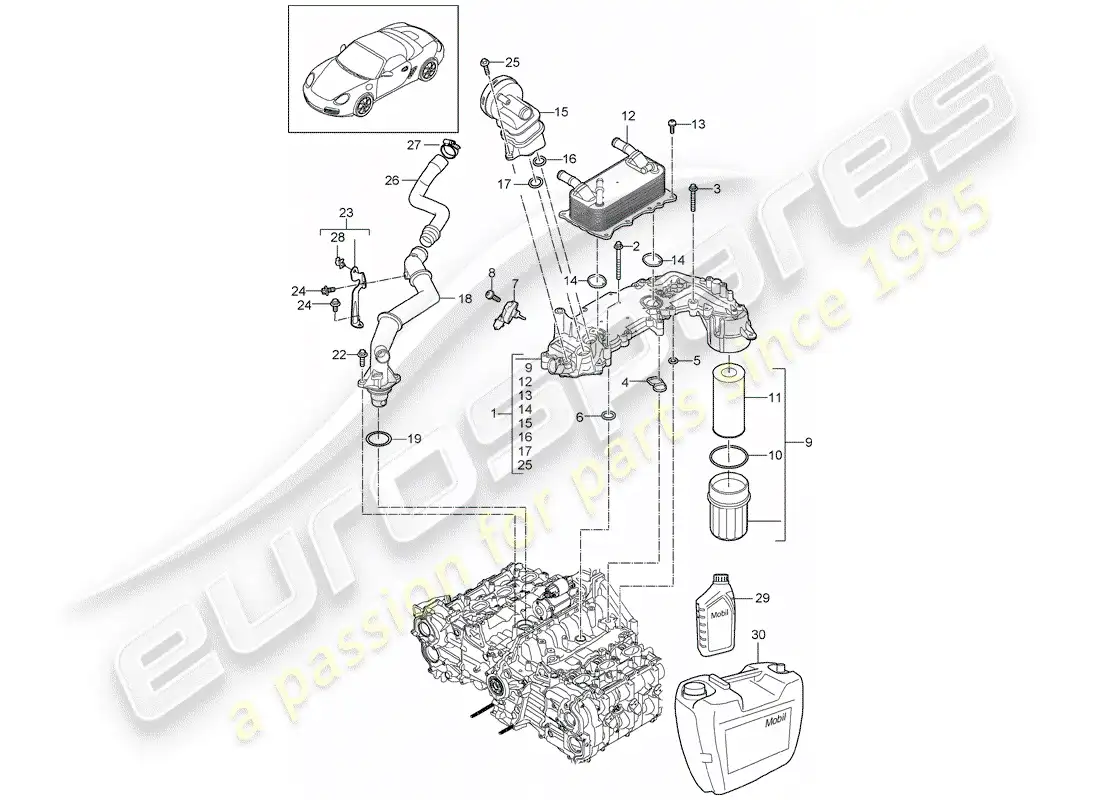 porsche 2009 (987 boxster) engine lubrication parts diagram