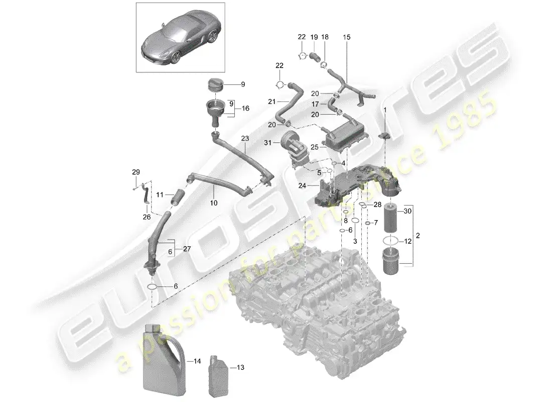porsche 2016 (981 boxster) engine lubrication parts diagram