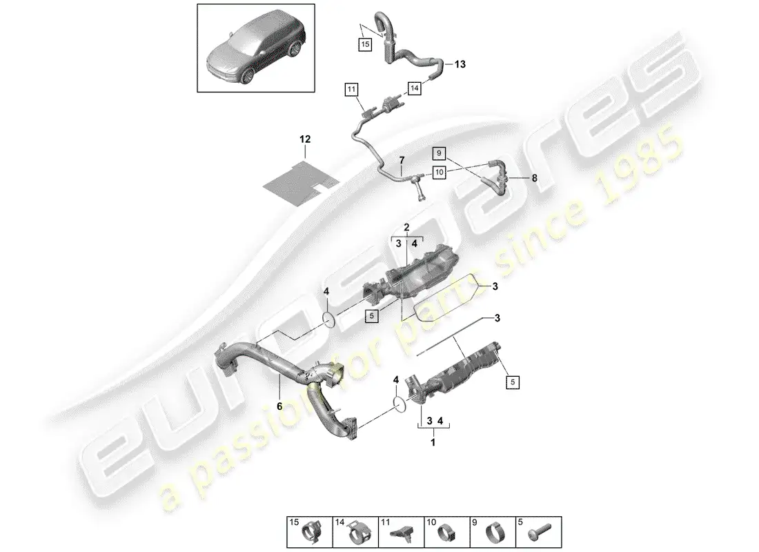 porsche 2020 (cayenne e3 9ya/9yb) intake pipe parts diagram