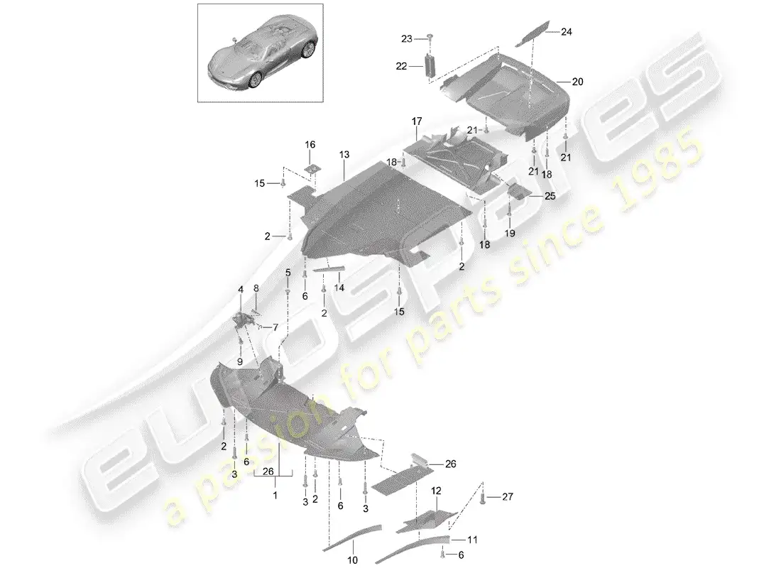 porsche 2015 (918 spyder) underbody parts diagram