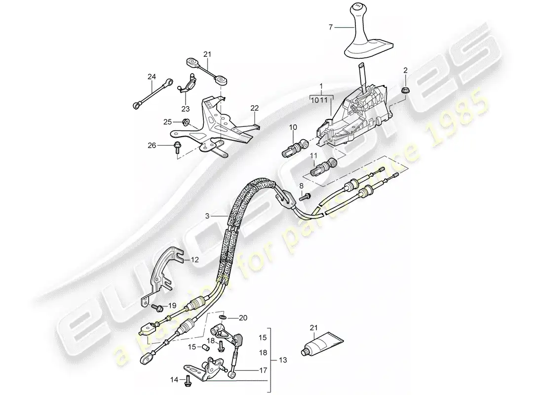 porsche 2006 (987 cayman) transmission control parts diagram
