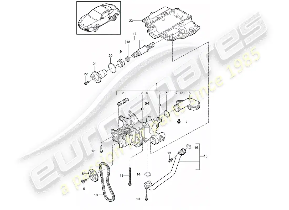 porsche 2009 (987 cayman) oil pump parts diagram