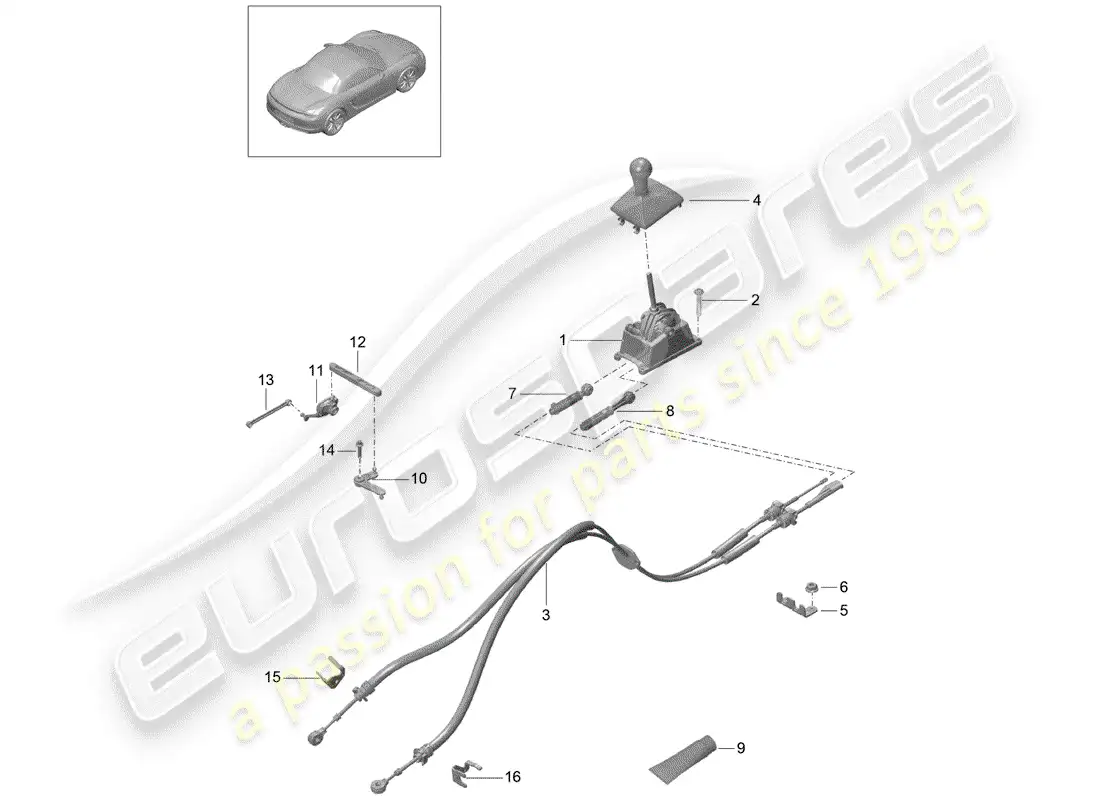 porsche 2014 (981 boxster) transmission control parts diagram