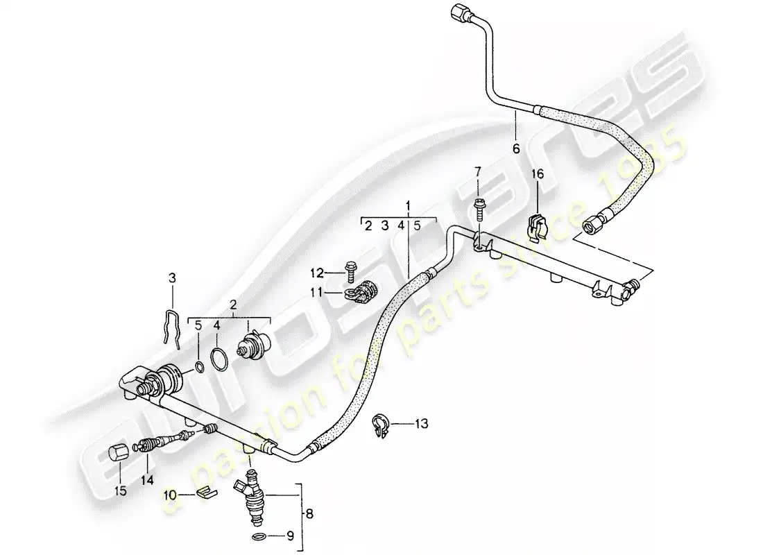 porsche 1994 (993) l-jetronic - lines parts diagram