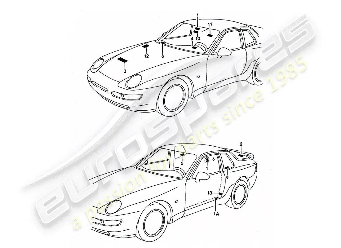 porsche 1994 (968) signs/notices parts diagram