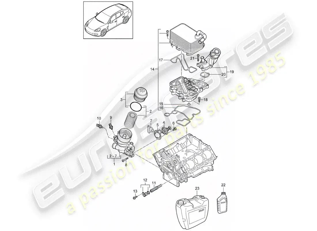 porsche 2016 (panamera 970) oil filter parts diagram
