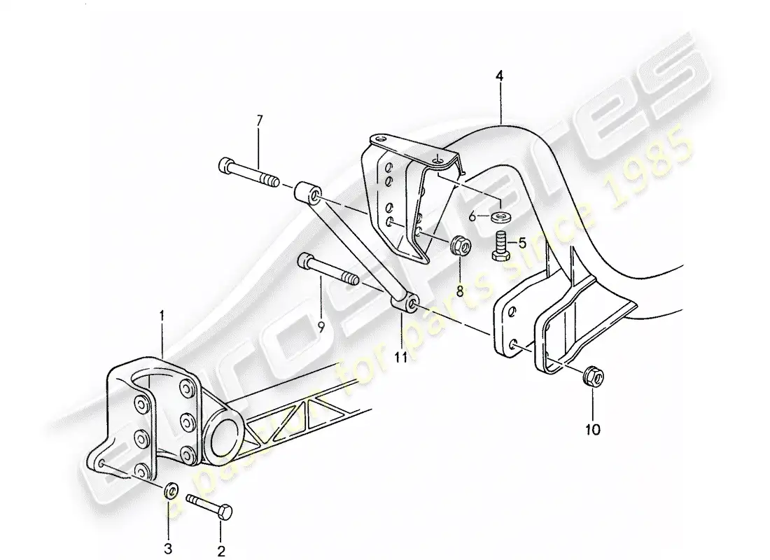 porsche 1987 (959) rear axle - cross member - cross member parts diagram