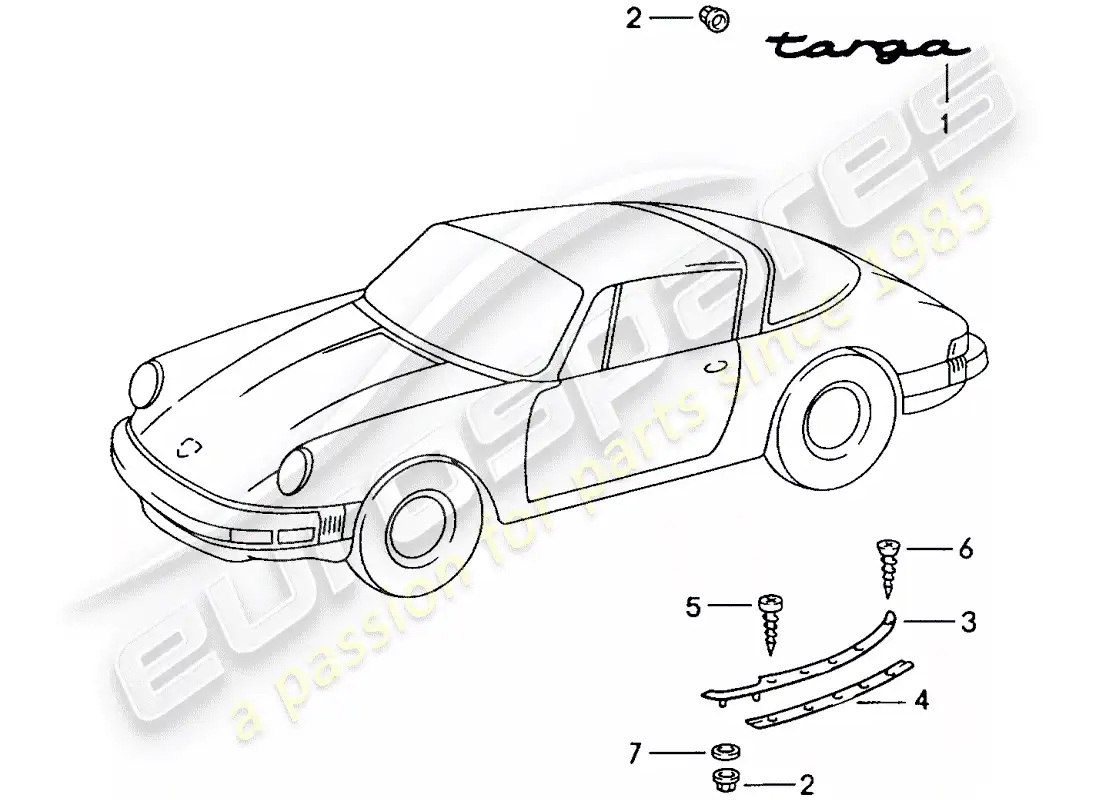 porsche 1984 (911) decorative fittings parts diagram