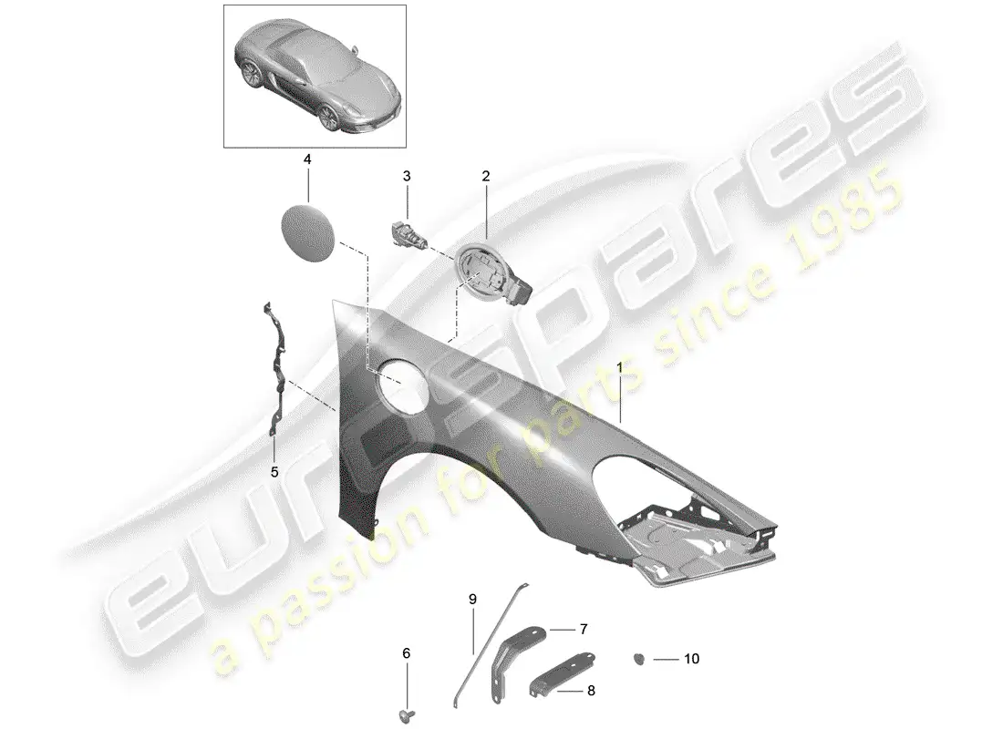 porsche 2016 (981 boxster) fender parts diagram