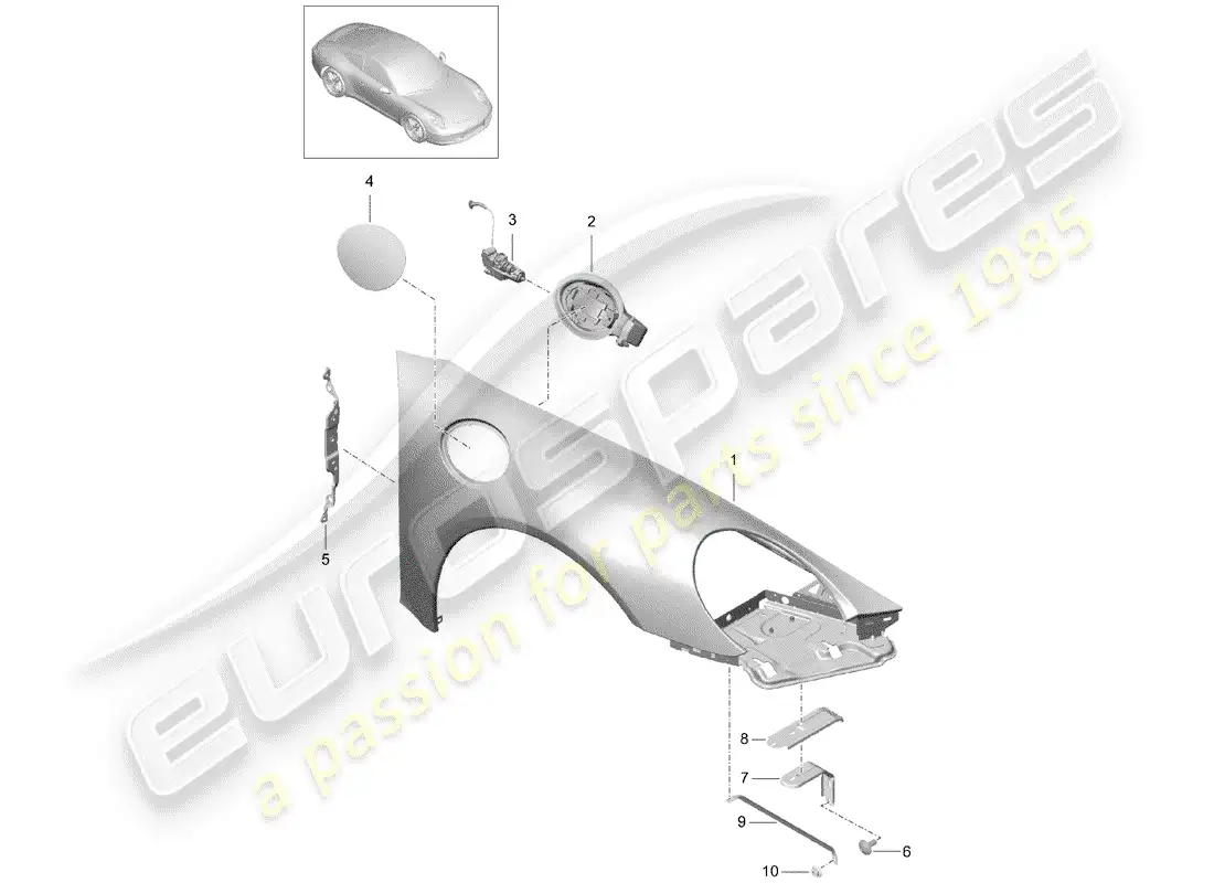 porsche 2012 (991-1) fender parts diagram
