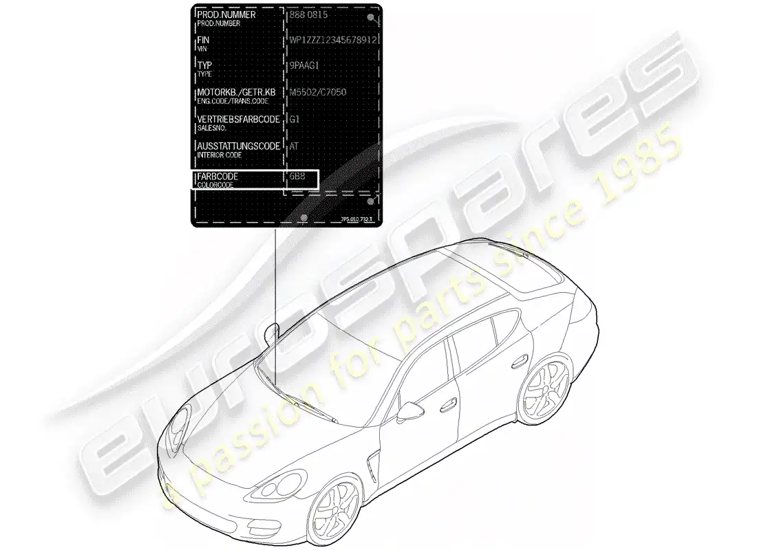 porsche 2012 (panamera 970) paint touch-up stick parts diagram