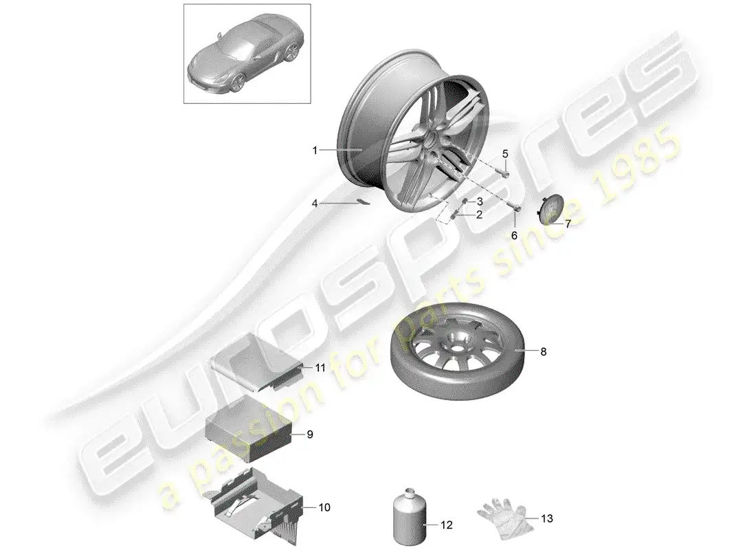 porsche 2015 (981 boxster) wheels parts diagram