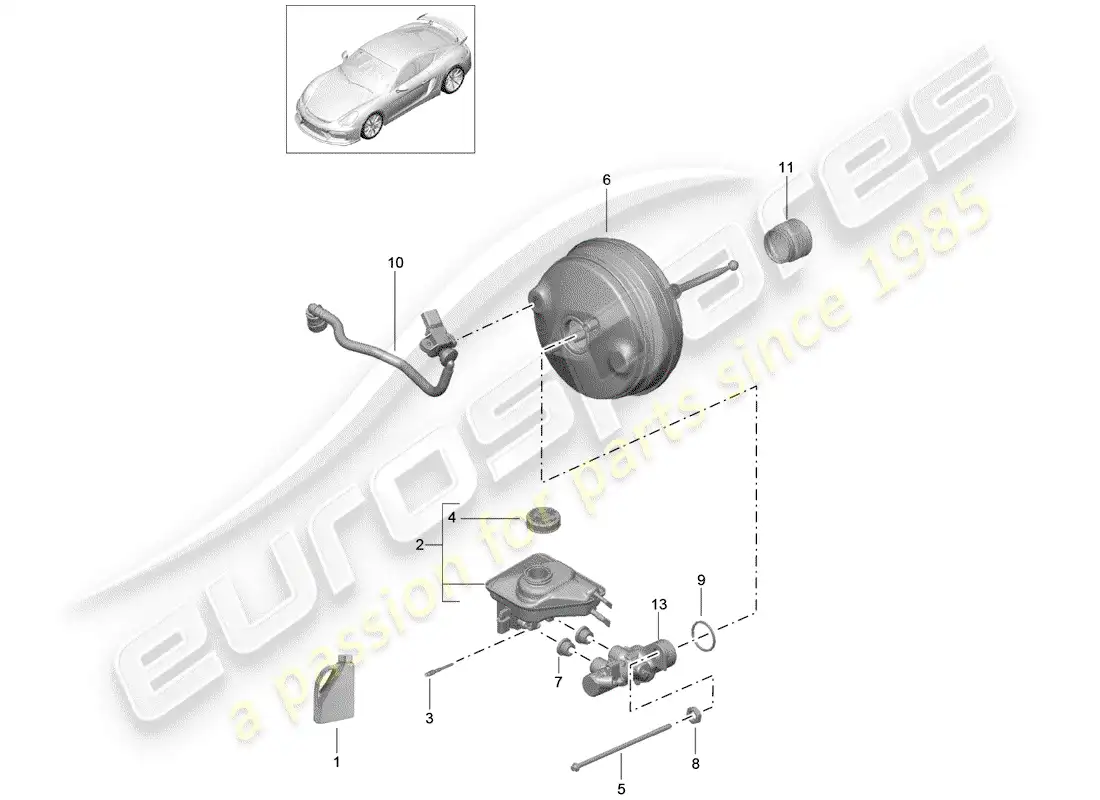 porsche 2016 (981 cayman gt4) brake master cylinder parts diagram