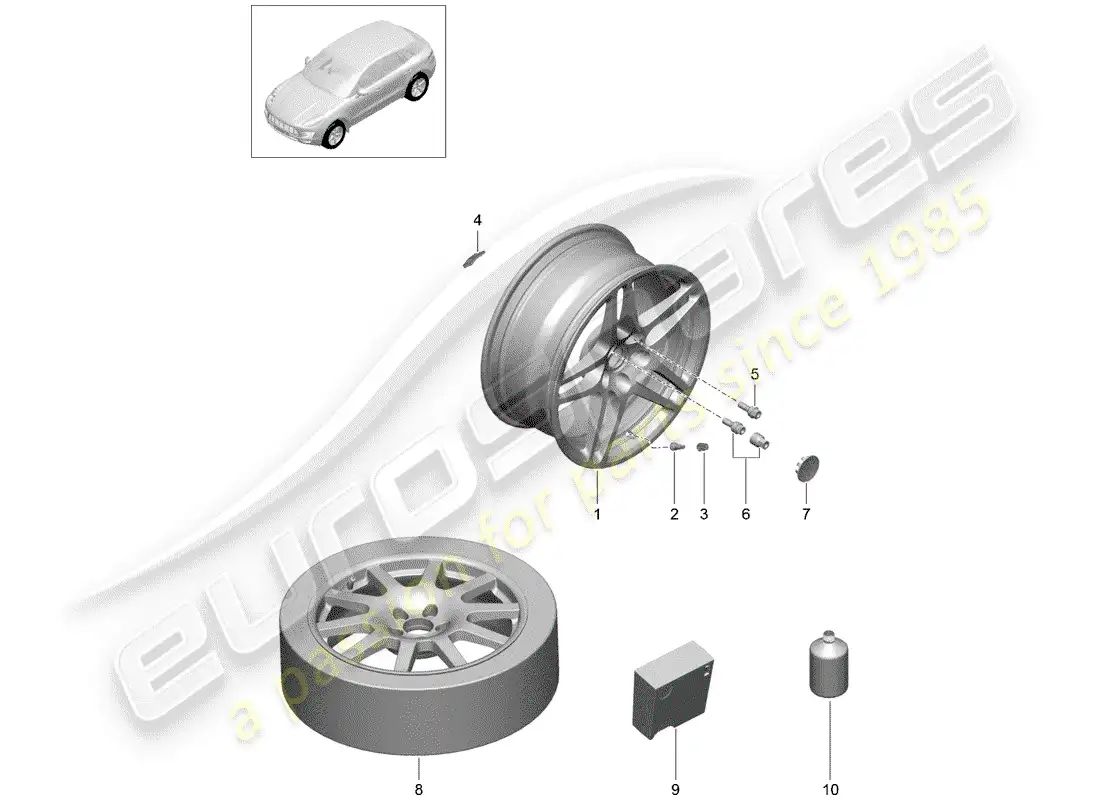 porsche 2016 (macan) wheels/tyres parts diagram