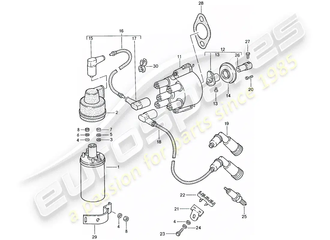 porsche 1990 (944) engine electrics 1 parts diagram