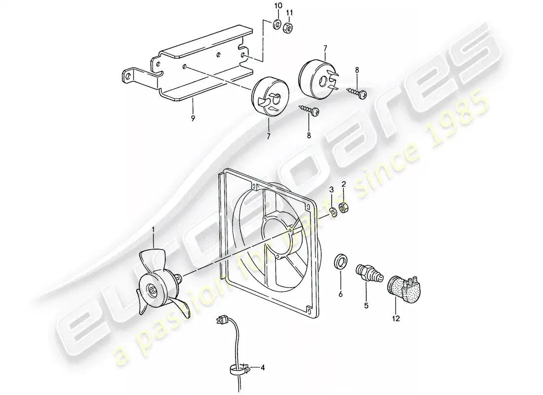 porsche 1990 (944) electric fan parts diagram