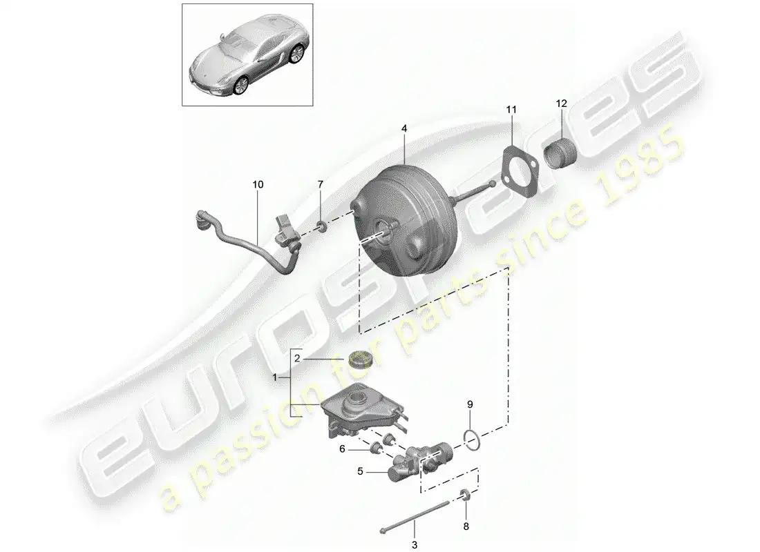 porsche 2014 (981 cayman) brake master cylinder parts diagram