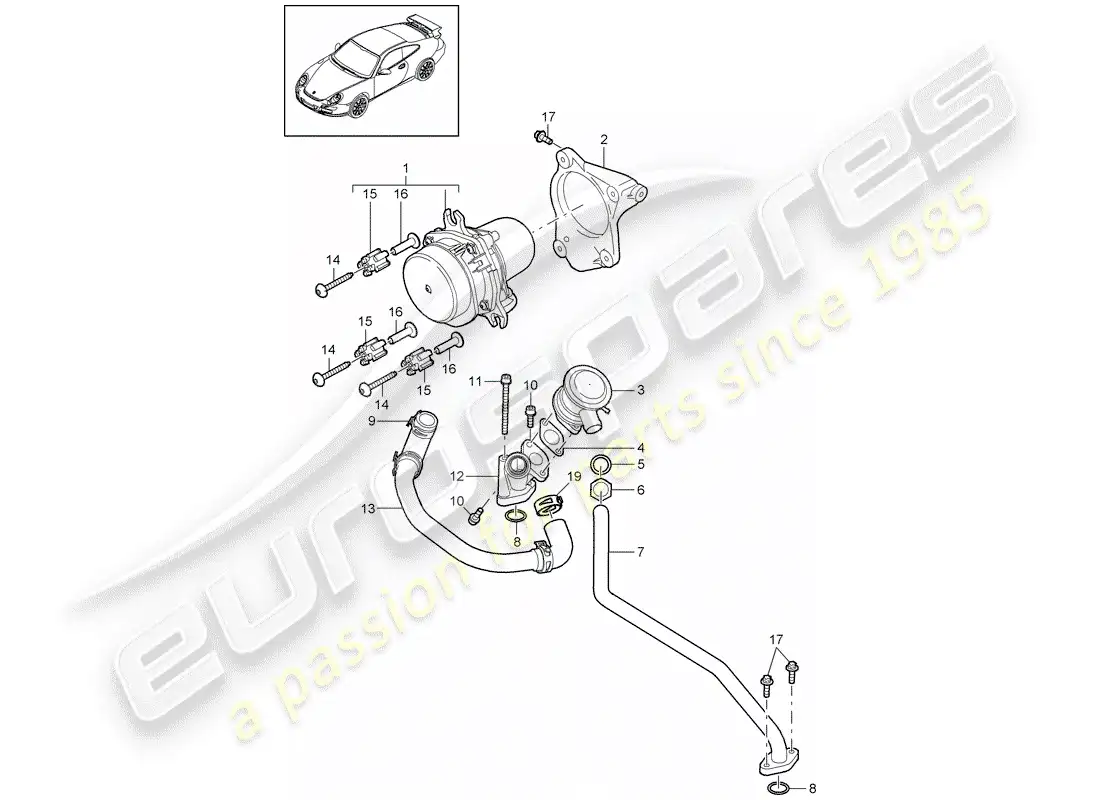 porsche 2009 (997-2 gt3) air injection parts diagram