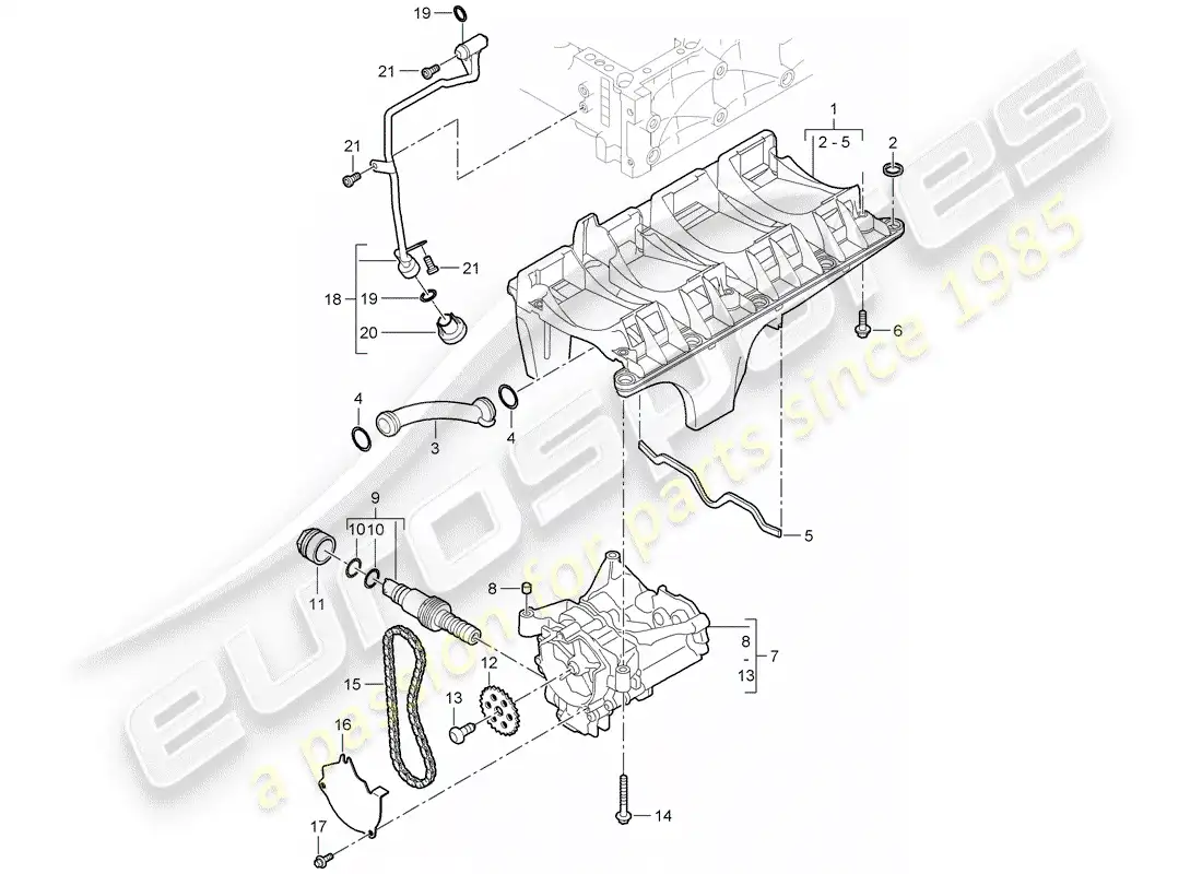 porsche 2009 (cayenne e1 9pa) oil baffle plate part diagram