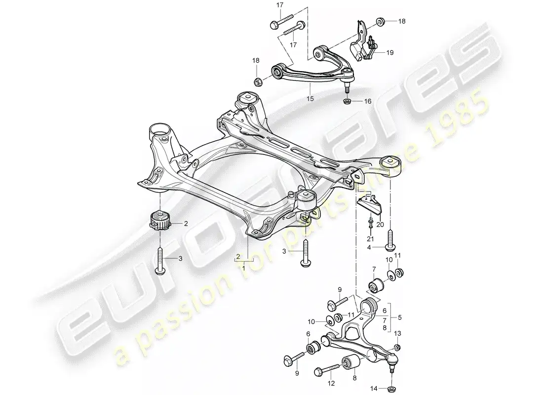 porsche 2009 (cayenne e1 9pa) sub-frame part diagram