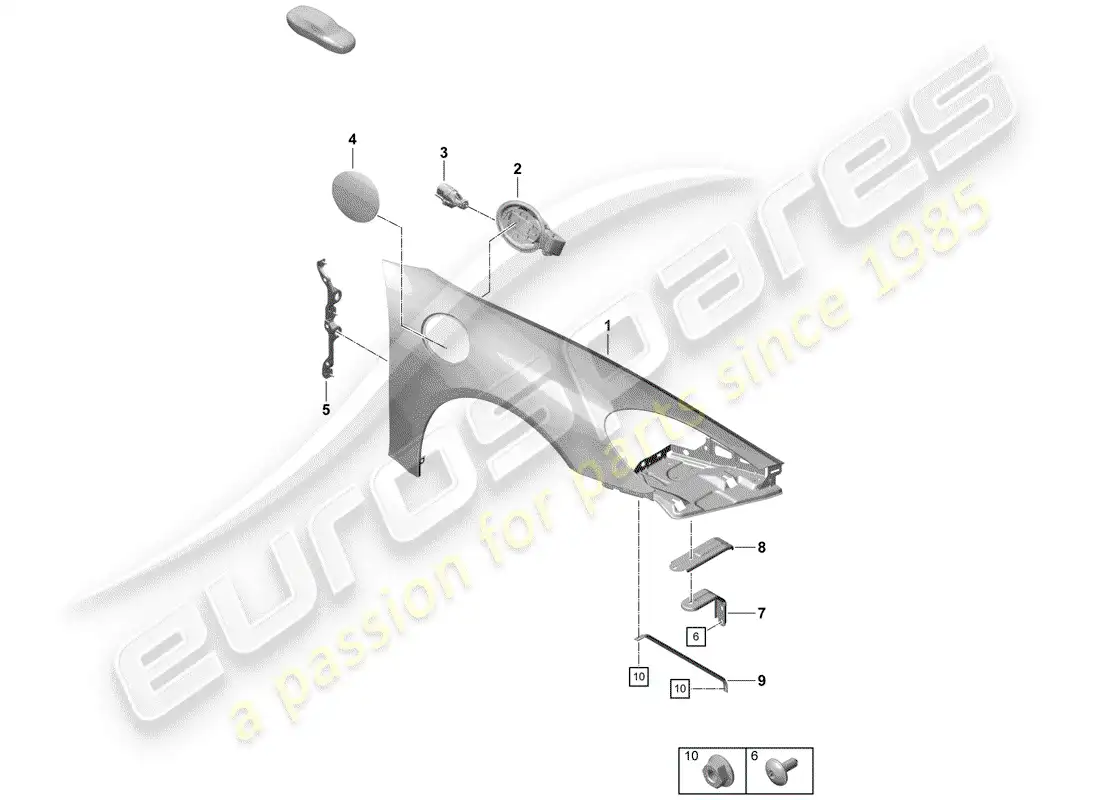 porsche 2019 (718 boxster spyder) fender parts diagram