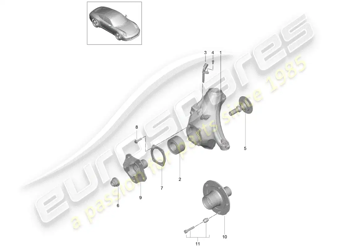 porsche 2013 (991-1) wheel carrier parts diagram