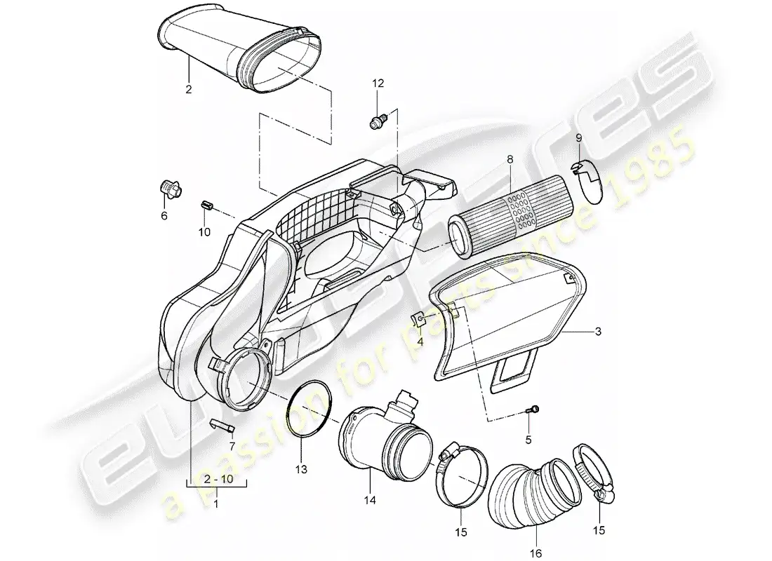 porsche 2008 (987 boxster) air cleaner parts diagram