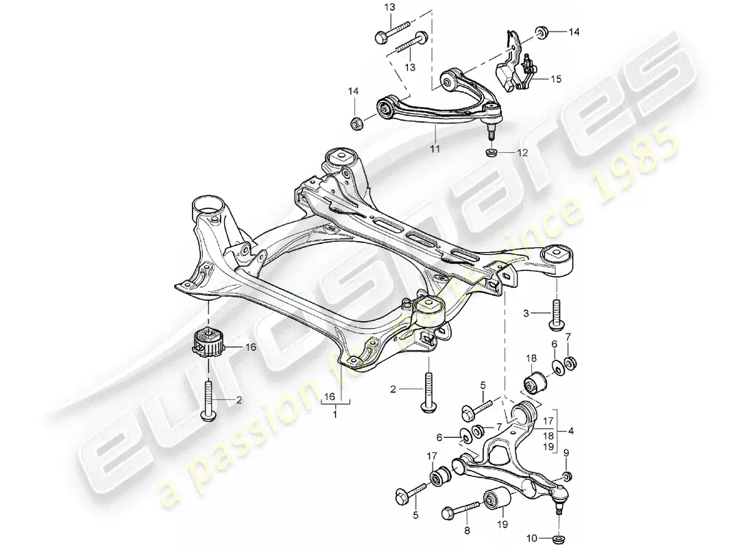 porsche 2006 (cayenne e1 9pa) sub-frame parts diagram