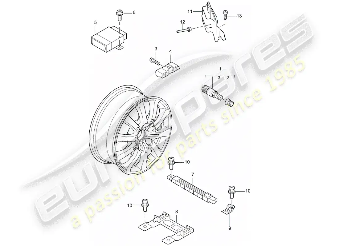 porsche 2005 (cayenne e1 9pa) tire pressure control system part diagram
