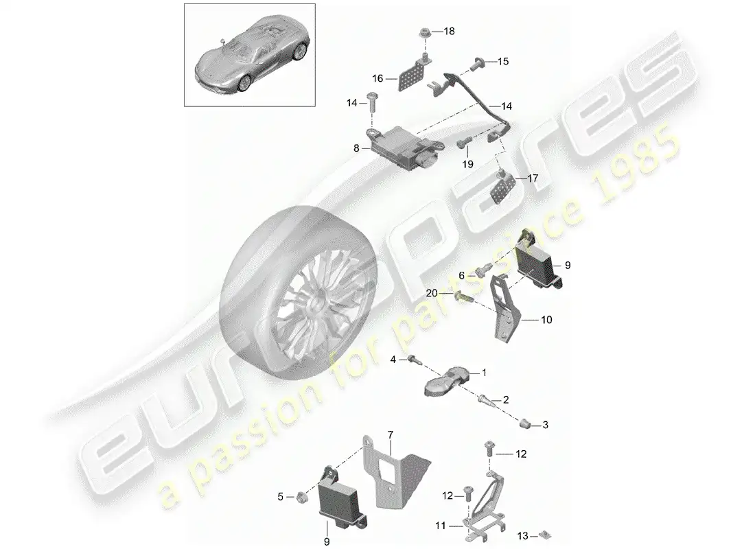 porsche 2015 (918 spyder) tire pressure control system parts diagram