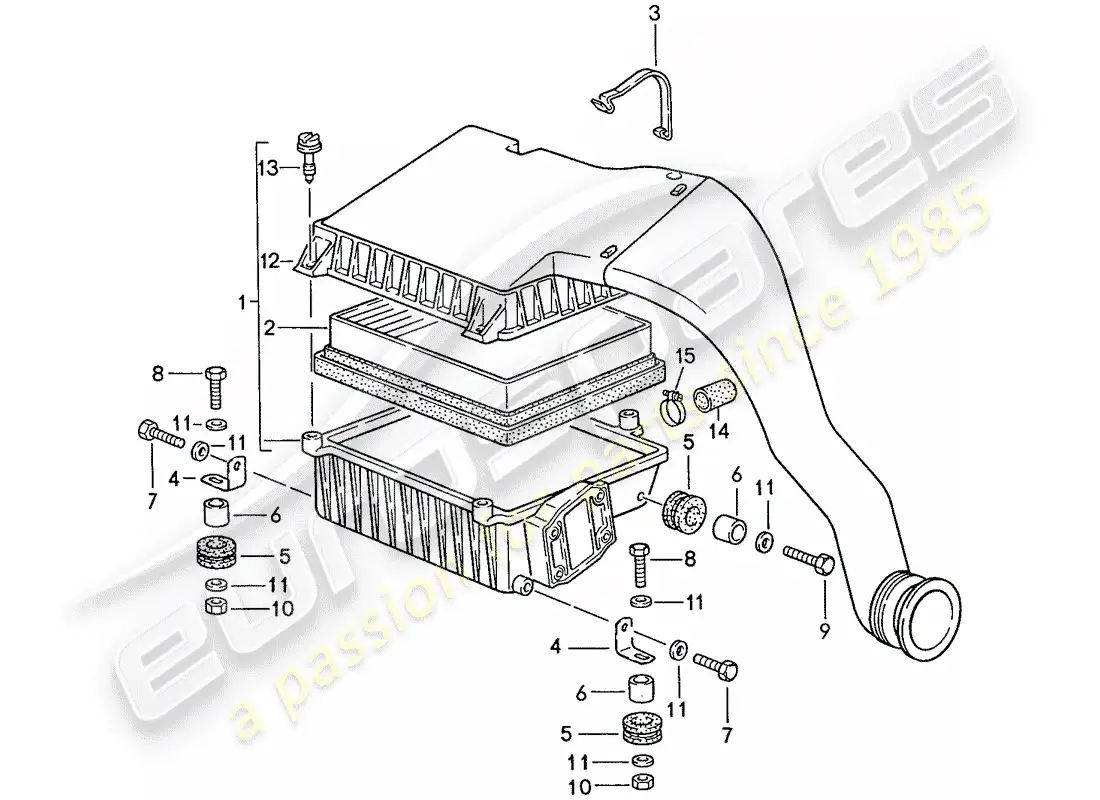 porsche 1990 (944) air cleaner system parts diagram