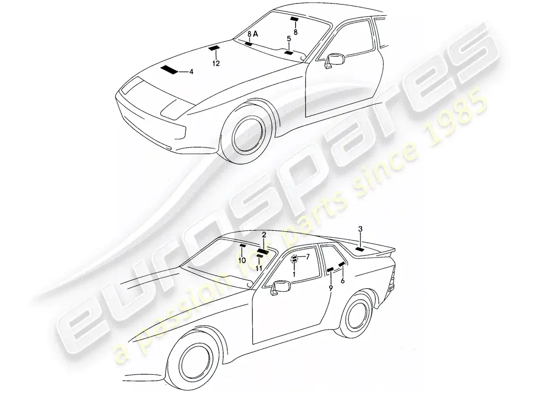 porsche 1990 (944) signs/notices parts diagram
