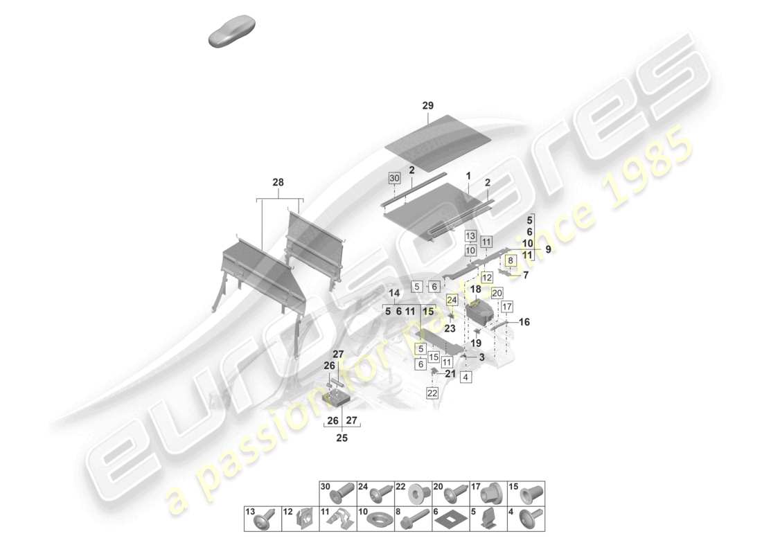 porsche 2024 (panamera 971-2) luggage boot trims lower load securing elements part diagram